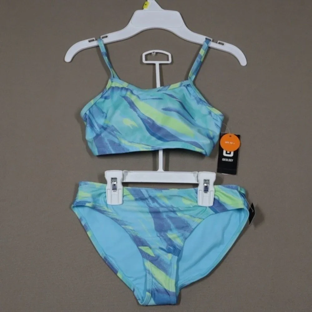 Ideology‎ Big Girls Brushstroke Bikini, Sleeveless 2 Pc Swimsuit - Blue - Size M
